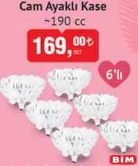 GLASS İN LOVE CAM AYAKLI KASE 6'LI 190 CC